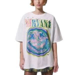Nirvana Oversized Tee with Vibrant Graphic urban outfitters